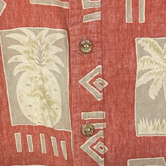 Vintage Cooke Street Hawaiian Shirt XL Red Reverse Print Aloha Palm Pineapple - Picture 4 of 8